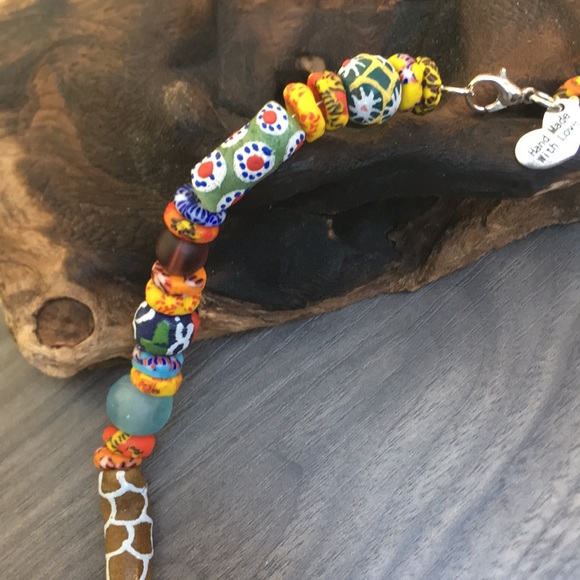 Hand Crafted Jewelry Artisan Sea Glass Recycled Painted Bead